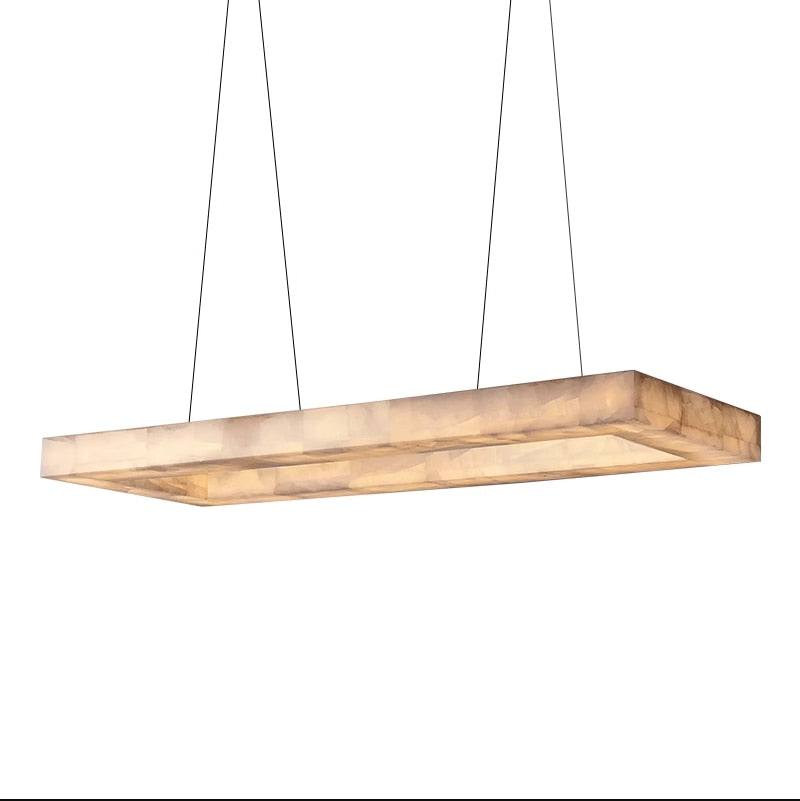 Retro American Rectangular Led Marble Black Ceiling Chandelier Lighting Lustre Suspension Luminaire