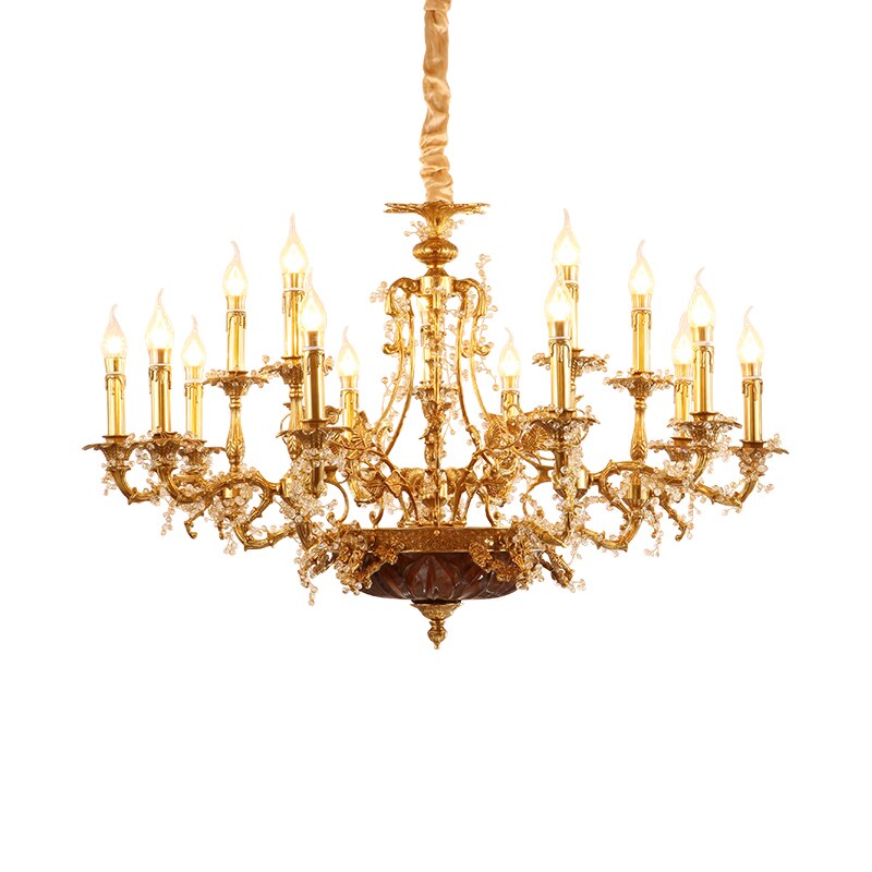 Baroque Copper Oversize Pendant Light Antique Brass Chandelier Hallway