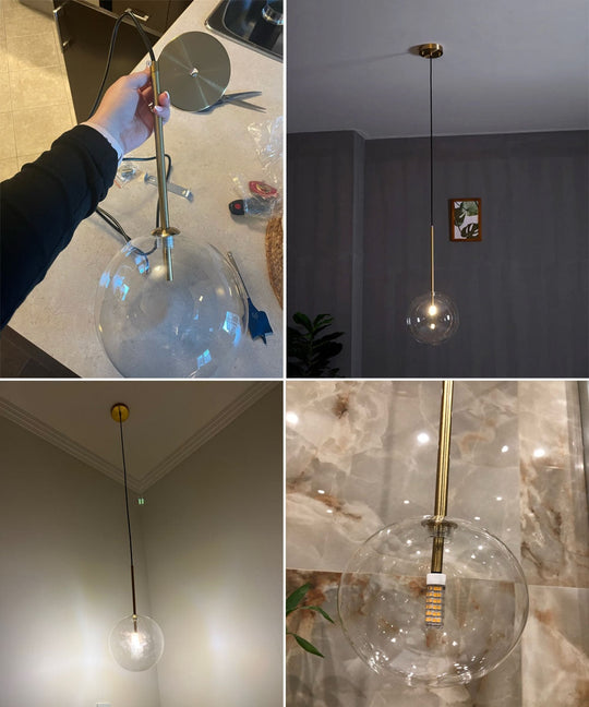 Nordic Pendant Lamp Modern Clear Glass Lights Ball Vintage Hanging For Loft Kitchen Living Room