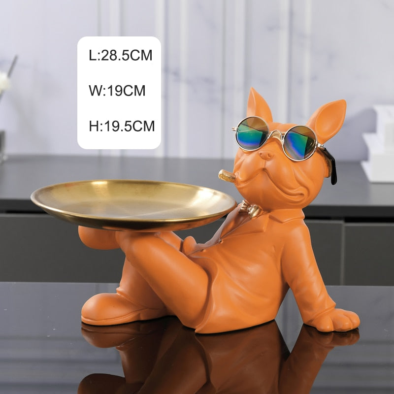 French Bulldog Resin Statue - Decorative Sculpture For Home Animal Figurine Decor Orange 1