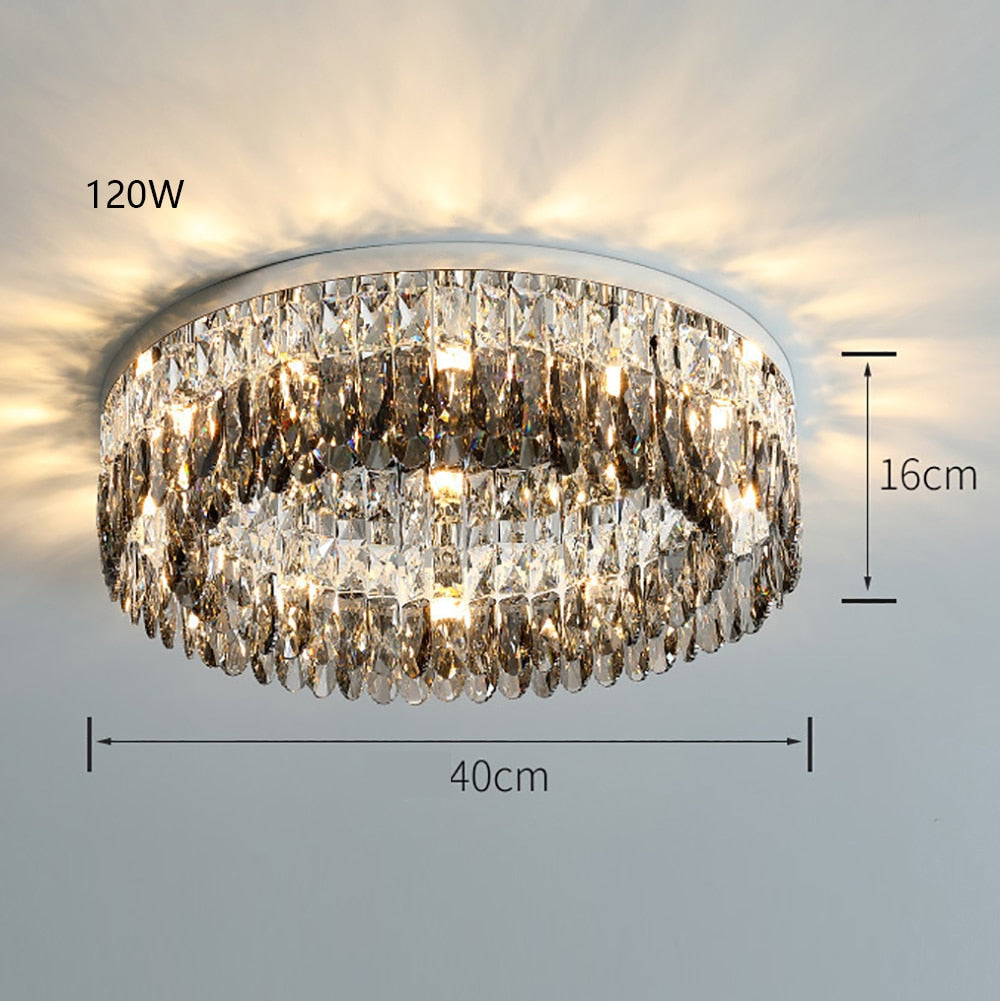 Luxury Square Crystal Led Ceiling Lights - Modern Dimmable Lamps For Elegant Living Room Decor &