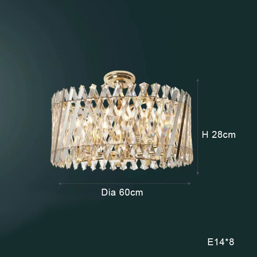 Nordic Luxury Gold Crystal Led Ceiling Lamp - Dimmable Chandelier For Home Decor & Dining Room