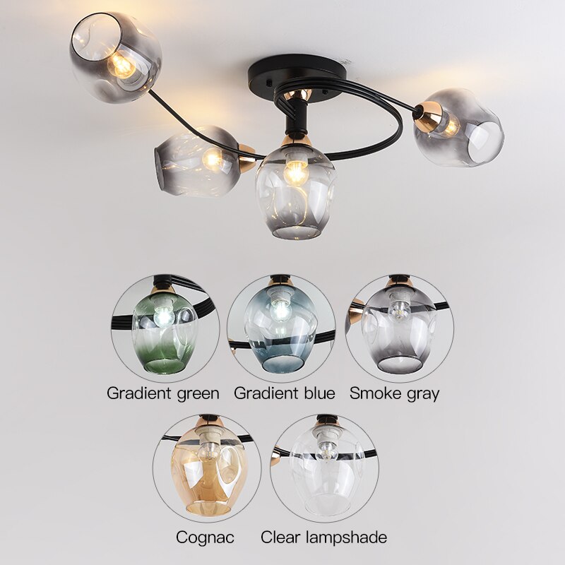 Luna Art Deco Series - Nordic Modern Glass Molecular Led Ceiling Lamp For Living Room Dining