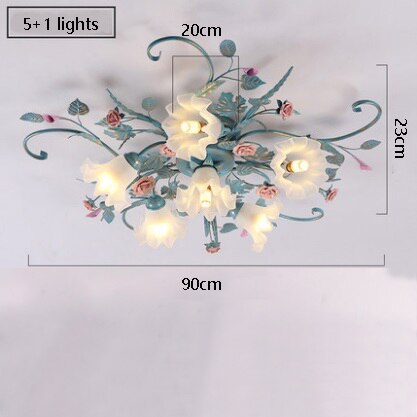 Enchanting Floral Ceiling Lights: Elegant Iron Princess Bedroom Lamp For A Romantic Ambiance In