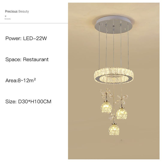 Post - Modern Led Chandelier Nordic Simple Light Luxury 3/5/7 Head Crystal Pendent Lamp Suitable