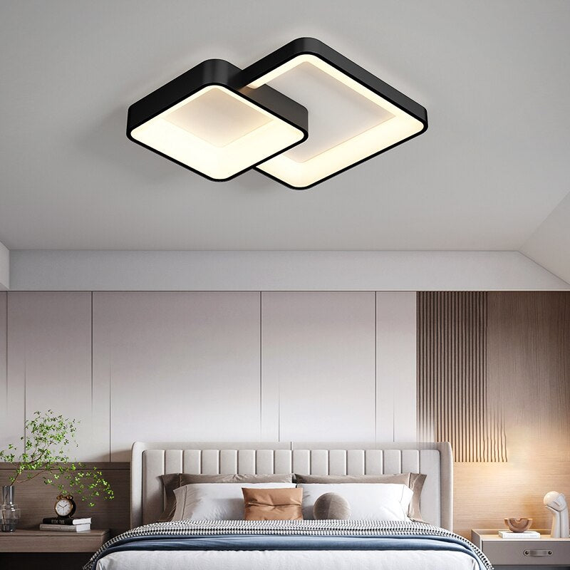 Minimalist Square Living Room Chandeliers Simple Modern Home Lamp Atmosphere Bedroom Ledlamp