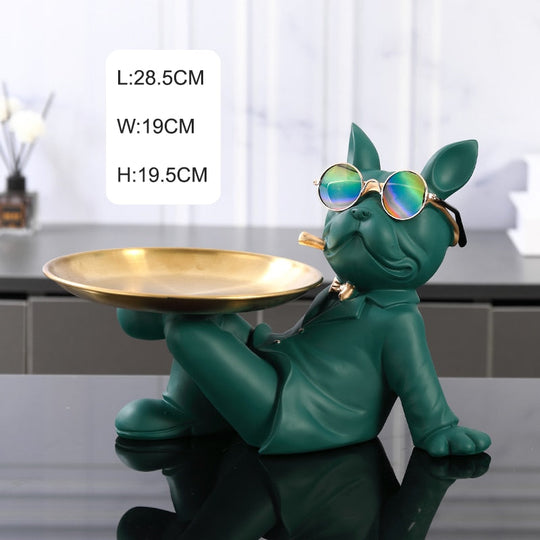 French Bulldog Resin Statue - Decorative Sculpture For Home Animal Figurine Decor Green 1 Essentials