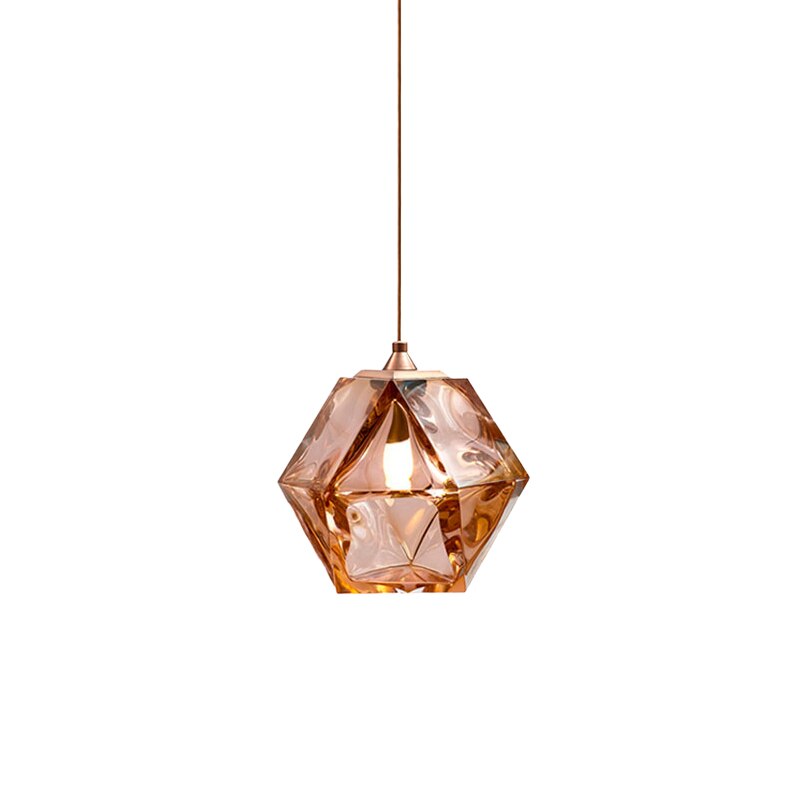 American Simple Geometric Creative Diamond Glass Pendant Lights Modern Lustre Suspension Luminaire