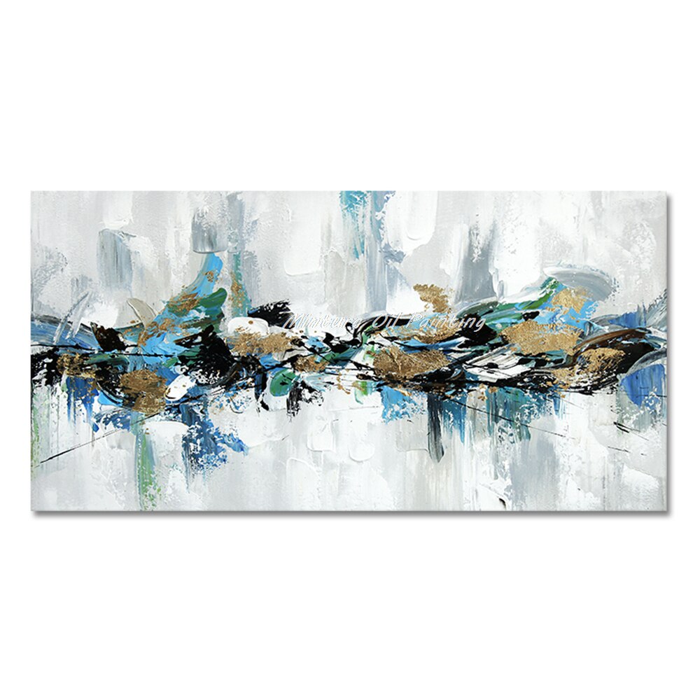 Handcrafted Large Abstract Oil Painting - Modern Home Decor Canvas Art 50X100Cm Unframed / Mt162096