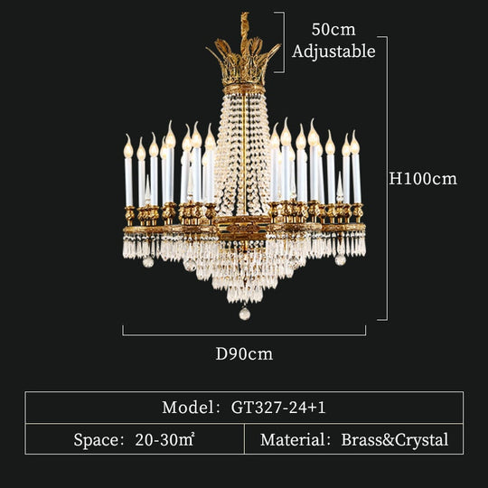 Dynasty - Rococo Brass Palace Decoration Gold Pendant Lamps Luxury Candle Light Wedding Chandelier