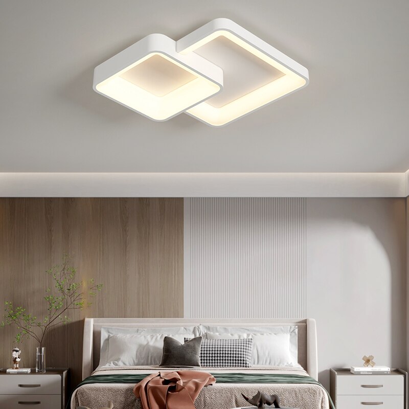 Minimalist Square Living Room Chandeliers Simple Modern Home Lamp Atmosphere Bedroom Ledlamp