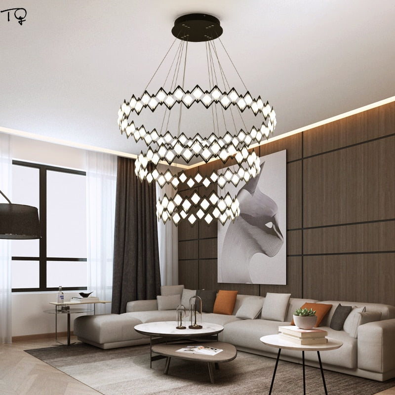 Nordic Ins Postmodern Simple Led Ring Chandeliers Lighting Lustre Designer Living Room Office