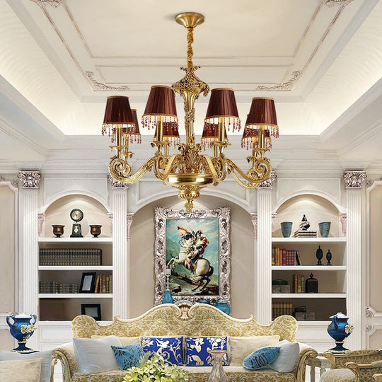 Haley - European Style Brass Hanging Ceiling Lamp Led Lighting Fixtures Classical Hotel Chandelier