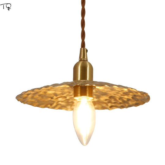 Japanese Retro Vintage Brass Pendant Lights Individual Warm Gold/Black Hanging Lamp Led E14 Bedroom