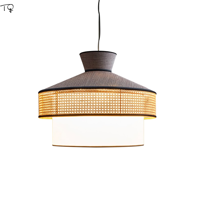 Japanese Simple Art Fabric Pendant Lights Led E27 Restaurant Modern Suspension Luminaire Living