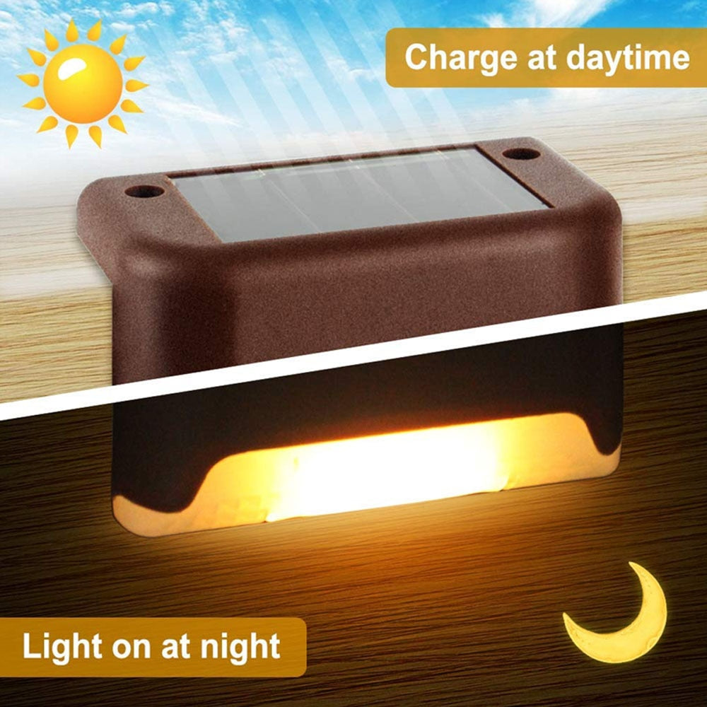 Stair Led Solar Lamp Ip65 Waterproof Outdoor Garden Light Pathway Yard Patio Steps Fence Lamps