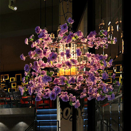 Pastoral Style Exquisite Simulation Flower Arrangement Pendant Light Theme Restaurant Cafe