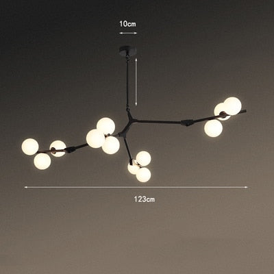 Nordic Tree Branches Led Chandelier Glass Balls Hanging Living Room Decoration Dining Bedroom