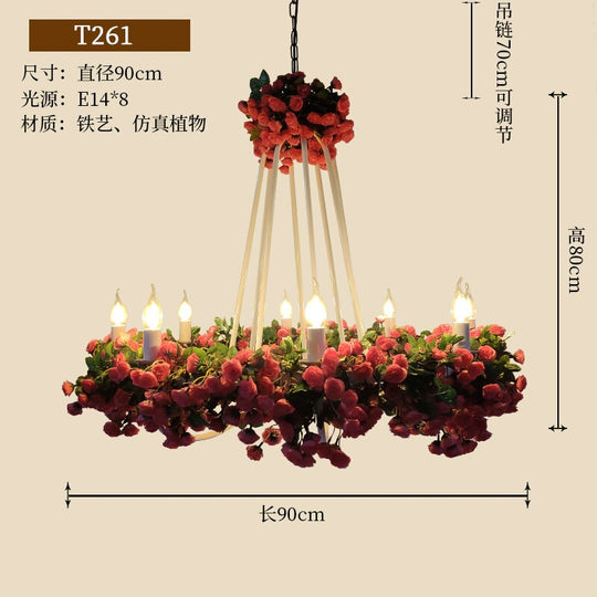 Theme Restaurant Flower Plant Pendant Light For Coffee Shop Art Weaving Green Chandelier