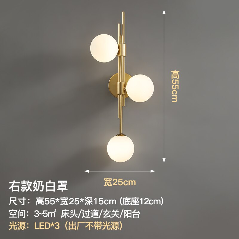 Luxury Modern Minimalist Glass Decorative Wall Lamp Gold Lustre Led Indoor Lighting Bedroom Bedside