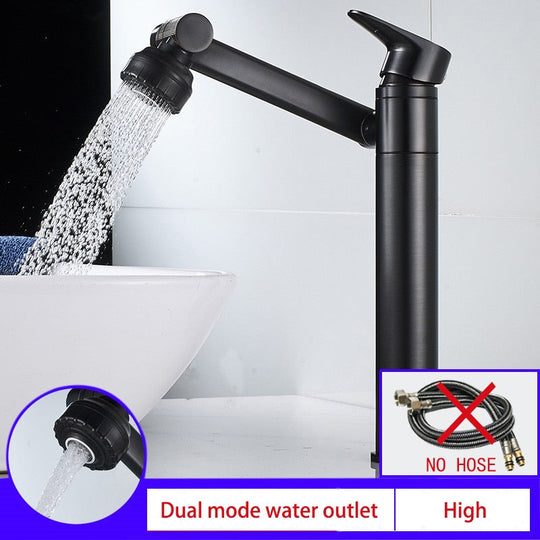 Faucet Bathroom Basin Tap Sink Mixer Black Golden Single Handle Washbasin Rotary Water Saving Hot