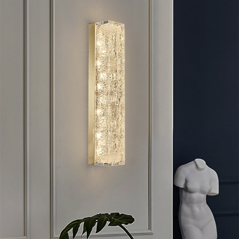 Bedside Copper Crystal Led Wall Lamp For Living Room Background Corridor Light Postmodern Resin Wall