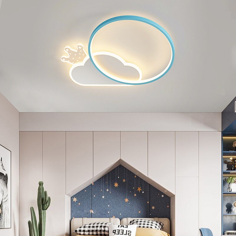 Modern Minimalist Children’s Room Cartoon Ceiling Lights Bedroom Cloud Crown Lamp Colorful