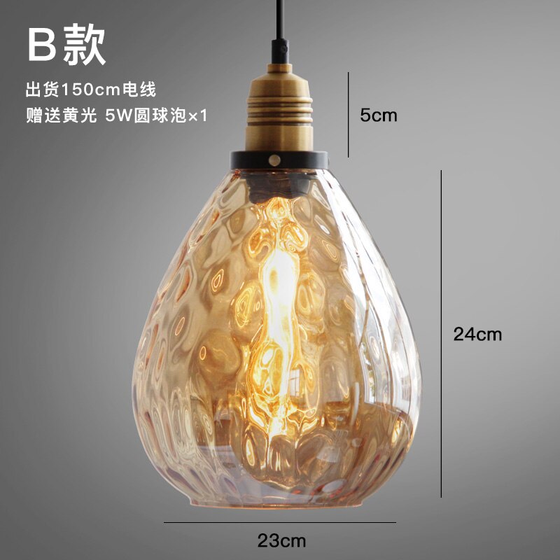 Luxury Retro Industrial Water Ripples Glass Pendant Lights Led E14 Simple Modern Light Fixtures For