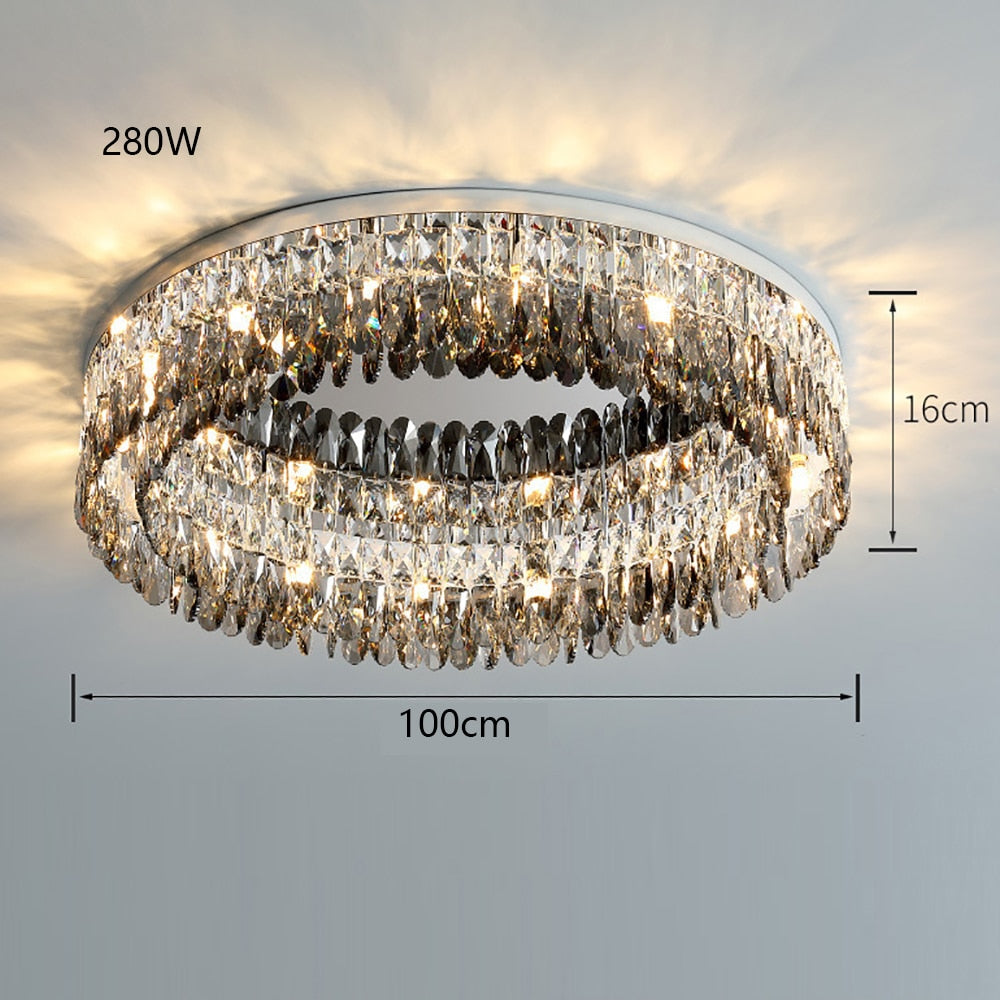 Luxury Square Crystal Led Ceiling Lights - Modern Dimmable Lamps For Elegant Living Room Decor &