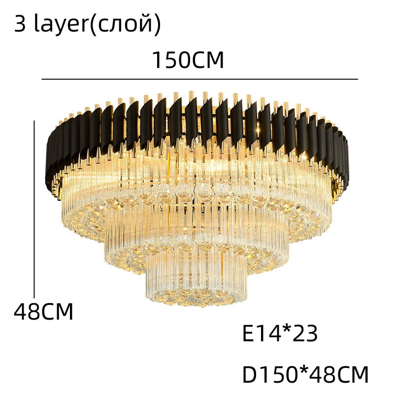 Luxury Rectangular Crystal Ceiling Lamp - Dazzling Large - Scale Lighting For Elite Living Rooms &