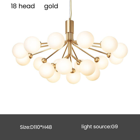 Contemporary Glass Ball Chandelier - Modern Lighting For Living Room And Nordic Decoration 18 Head