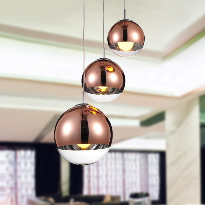 Modern Nordic Mirror Plating Ball Chandelier: Stylish Pendant Lights For Living Room Bedroom And