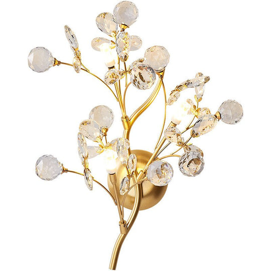 Romantic Flowers Branches G4 Bulb Wall Lights Clear Crystal Living Room Bedroom Decoration Sconce