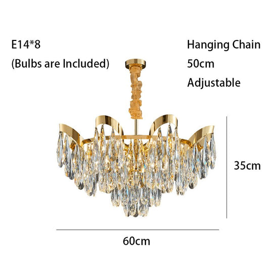 Dimmable Lights Led Ceiling Chandelier New Lustres Luxury Gold Hanging Lamps Crystal Home Decor