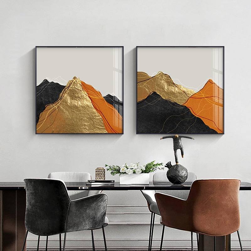 Modern Minimalist Mountain Landscape Canvas Wall Poster Painting