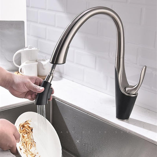 Pull Out Kitchen Sink Faucet Deck Mounted Stream Sprayer Nozzle Hot Cold Mixer Taps Faucets