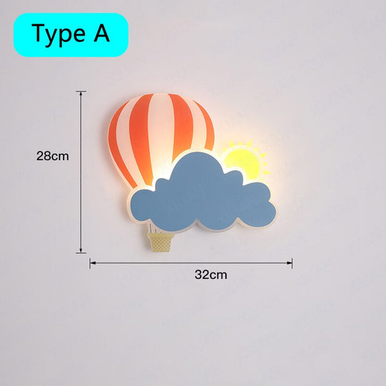 Hot Air Balloon Cloud Wall Light Creative Children Lamp For Bedroom Bedside Lighting Led Indoor