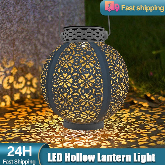 Waterproof Solar Lamp Retro Hollow Lantern Light Art Decorative Garden Light Led For Courtyard