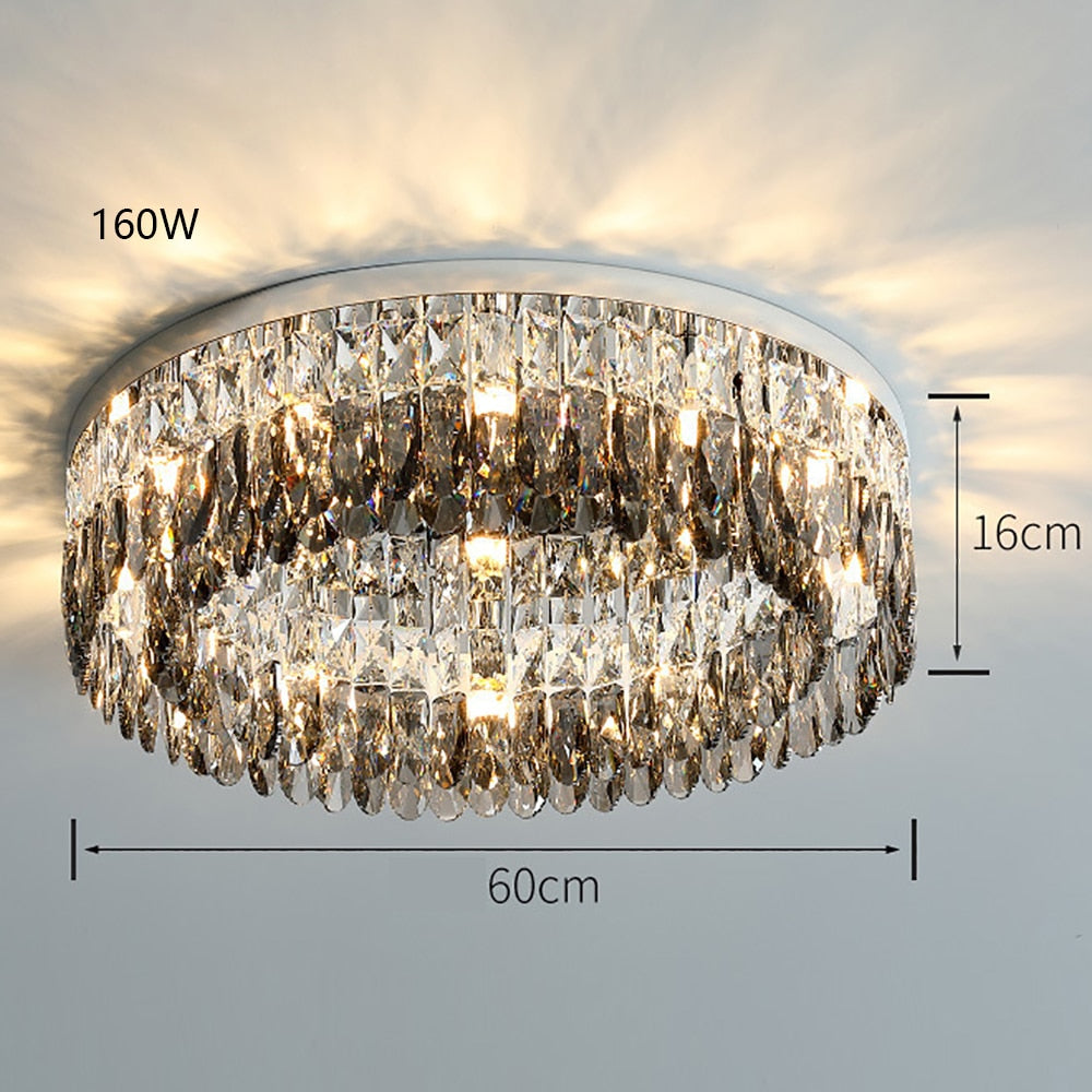 Luxury Square Crystal Led Ceiling Lights - Modern Dimmable Lamps For Elegant Living Room Decor &