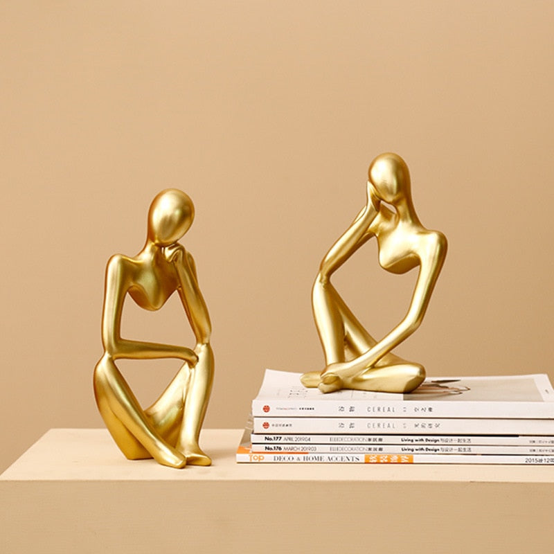 Nordic Abstract Thinker Statue: Modern Handcrafted Resin Art For Home And Office Decor