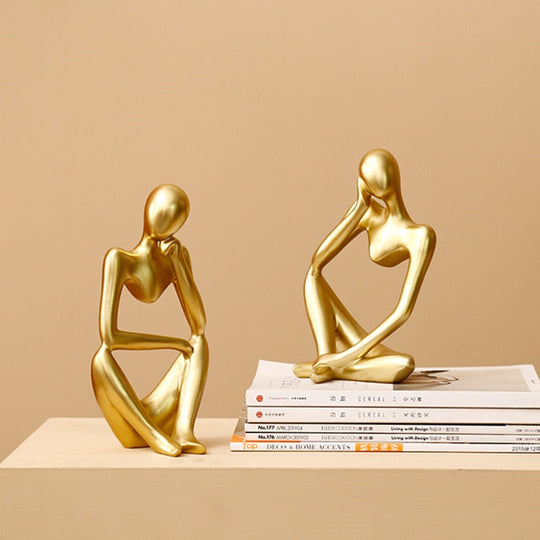 Nordic Abstract Thinker Statue: Modern Handcrafted Resin Art For Home And Office Decor