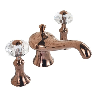 New Basin Faucet Bathroom Widespread Three Holes 8 Inch Brass Water Mixer Tap Gold Black Water Sink