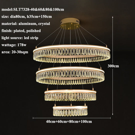 Duplex Nordic 5 Layer Led Luxury Crystal Designer Chandelier Lustre Lighting Modern New Style