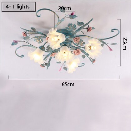 Enchanting Floral Ceiling Lights: Elegant Iron Princess Bedroom Lamp For A Romantic Ambiance In