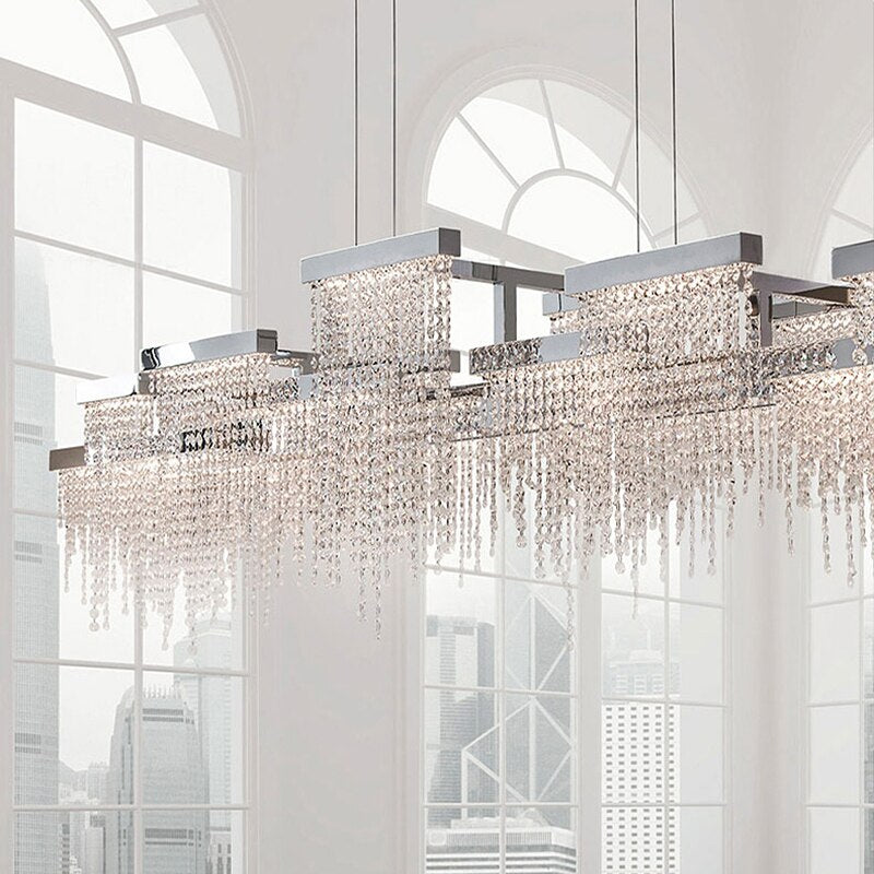 Artistic Luxury Tassel Crystal Ceiling Chandeliers - Silver/Gold Pendant Light