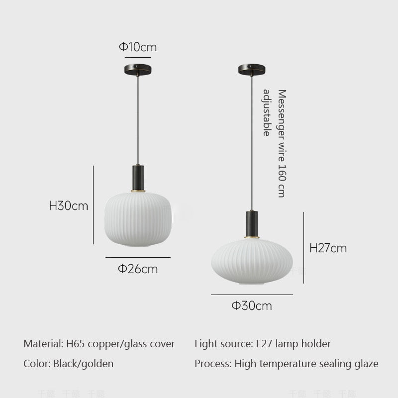 Nordic Glass Pendant Lights Retro Restaurant Creative Living Room Lamp Simple Bedside Lamp Led E27