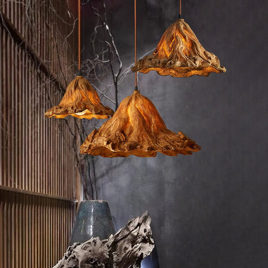 Post Modern Zen American Retro Creative Withered Lotus Leaf Twig Rustic Decorative Chandelier