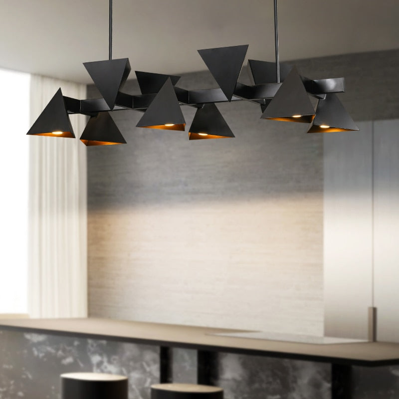 Nova Geometric Led Chandelier: Black Postmodern Lighting For Living Dining Room Restaurant Villa