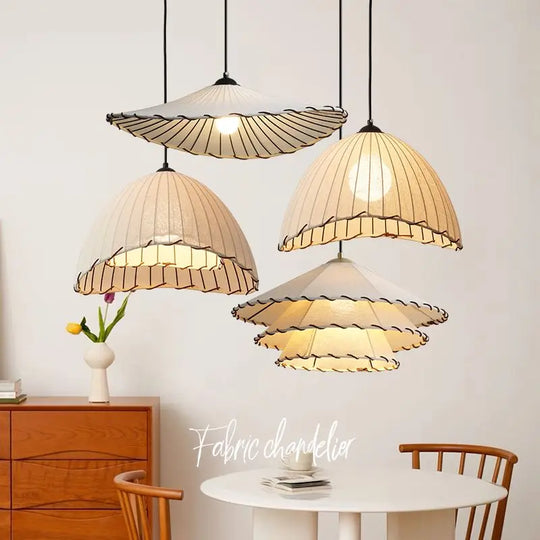Luna Nordic Fabric Chandelier - Cotton Linen Hat Lamp For Homestays Tea Rooms And Bedrooms Pendant