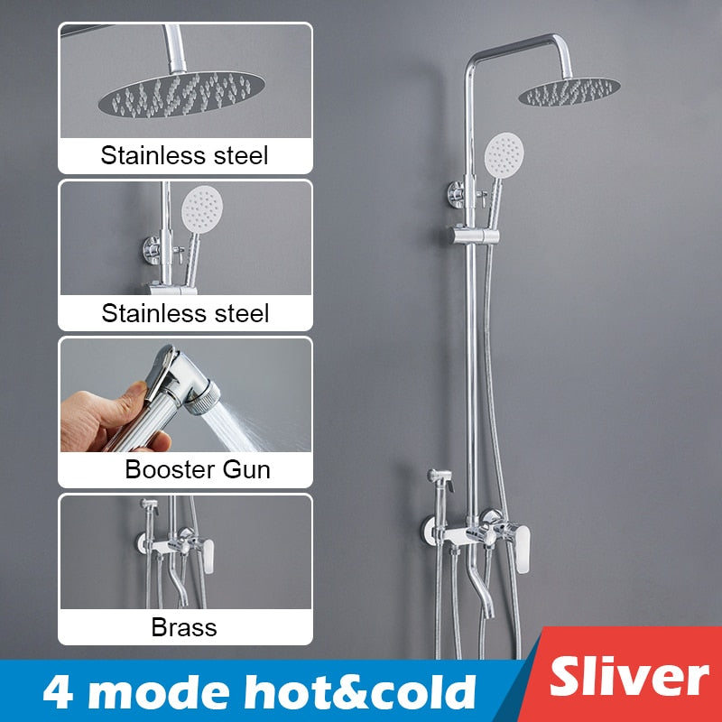 Bathroom Shower Set Black Gold Rain Faucet Thermostatic Digital Display Mixer Taps Copper Systems